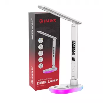 Lampada da tavolo Hawk HW-LAMP03 bianco RGB — lampada da scrivania LED regolabile con illuminazione RGB