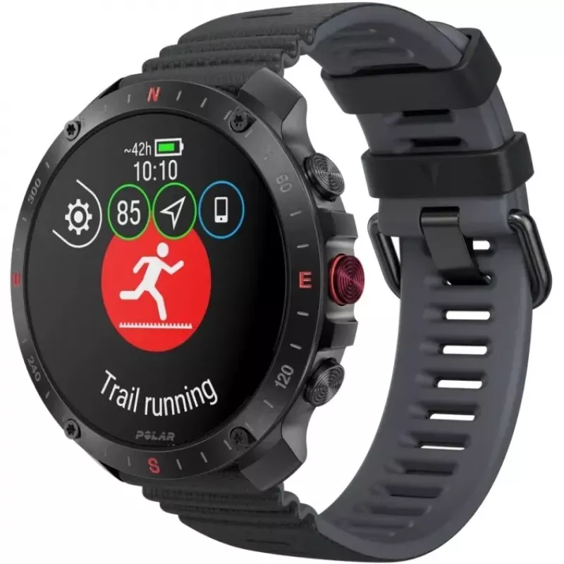 Orologio sportivo intelligente Polar Grit X2 Pro HR 3,53 cm (1,39") schermo tattile AMOLED 454 x 454, 32 GB, GPS, misura cinturino S-L, nero (900110286)