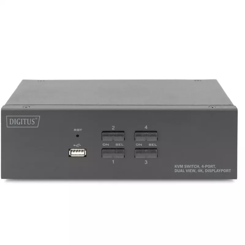 Switch KVM DIGITUS, 4 porte, doppio display, 4K, DisplayPort®