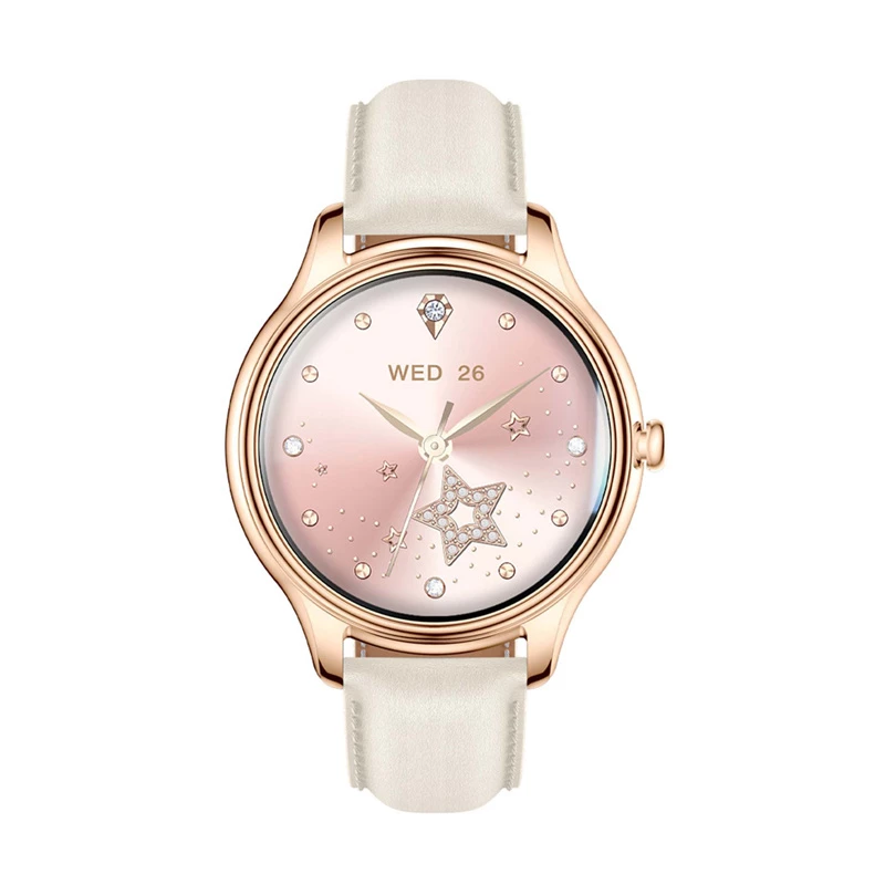 Smartwatch Colmi L28 con cassa dorata e cinturino in pelle dorato