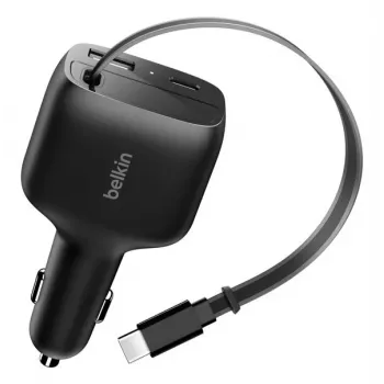 Belkin 75W 2 porte con cavo USB-C retrattile per auto - cavo (CCC001HQBK)