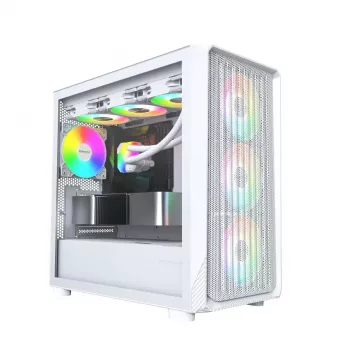 Case PC Montech X5M (W) Micro Tower, bianco — Micro-ATX/Mini-ITX, supporta alimentatori ATX, 3x120 mm anteriori, 1x120 mm posteriori, 2 alloggiamenti 3,5