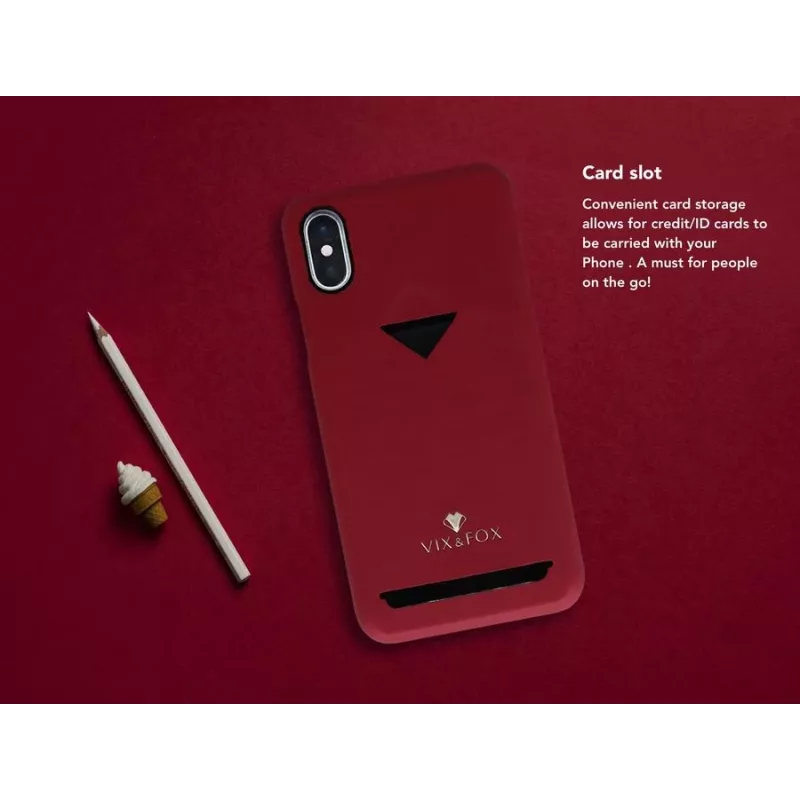 Custodia posteriore con porta carte VixFox per Samsung S9 — cover protettiva rosso rubino con porta carte
