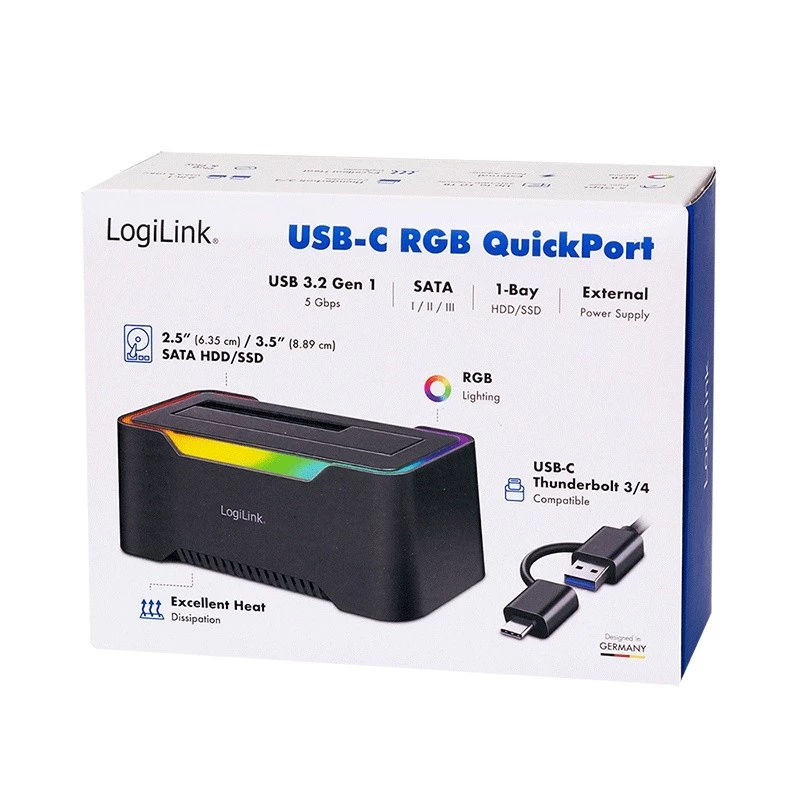 LogiLink Docking station HDD LogiLink Quickport USB 3.2 1 porta per 2,5/3,5 SATA (QP0035)