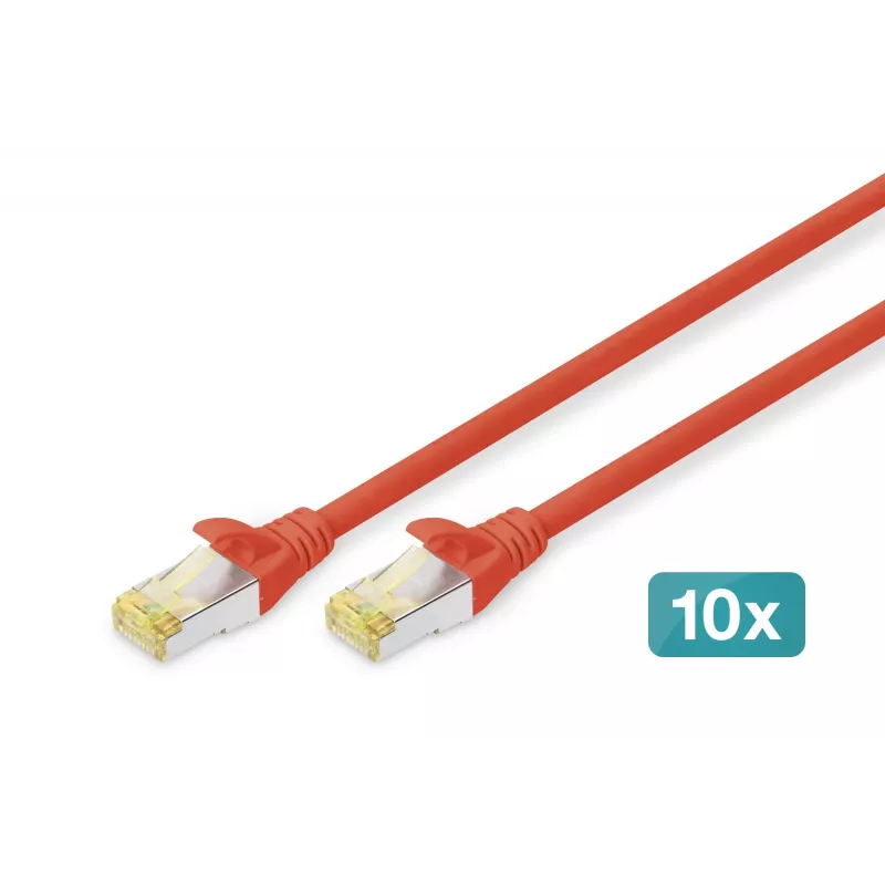 DIGITUS cavo patch CAT6A S/FTP, 1 m, rosso, confezione da 10
