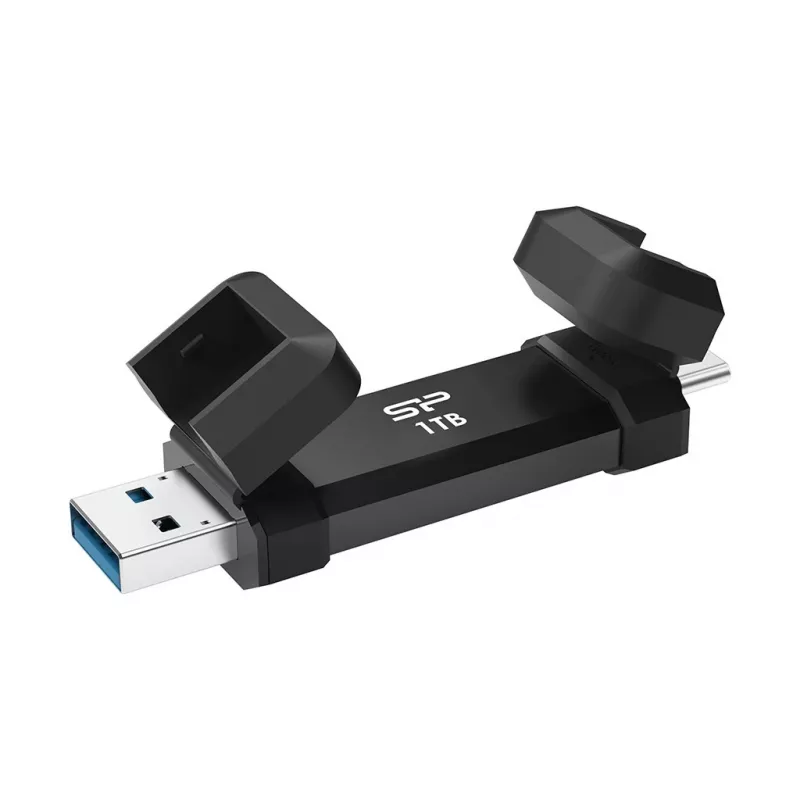 Chiavetta USB Silicon Power DS72 1 TB, USB 3.2 Gen 2 Type-A / Type-C, case in alluminio e gomma, nero
