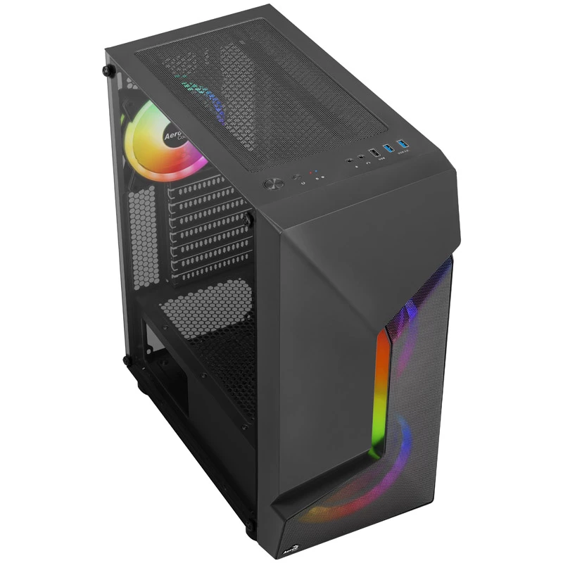 Aerocool Scape-G-BK-v2 Midi-Tower, Tempered Glass, FRGB - nero