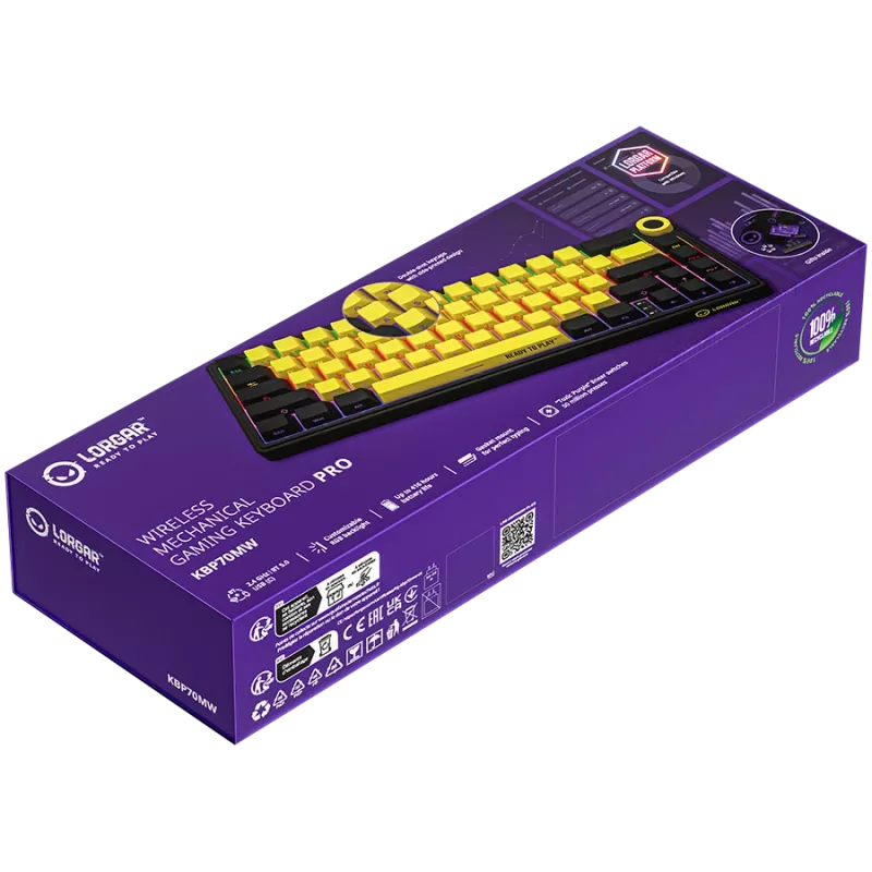 Tastiera da gaming meccanica LORGAR KBP70MW 65% nero giallo layout EN