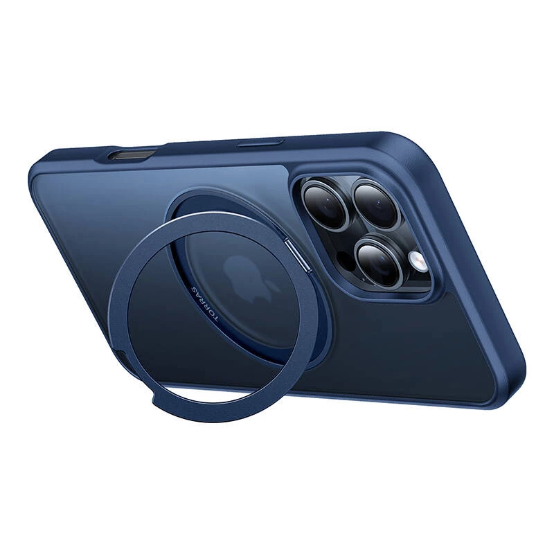 Custodia protettiva Torras Ostand Pro per iPhone 16 Pro, blu, design sottile