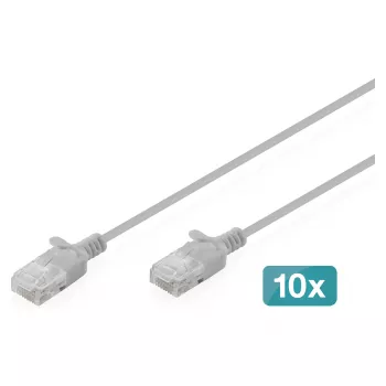 Cavo patch DIGITUS CAT6 U-UTP slim, 5 m, grigio — confezione da 10