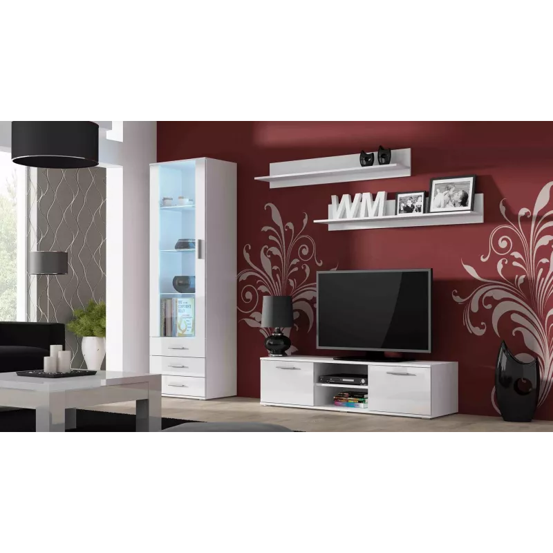 Cama supporto TV SOHO 140 bianco/bianco lucido