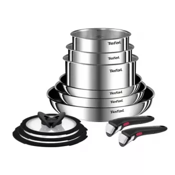 Set di pentole Tefal Ingenio Emotion L897SB74 — 11 pezzi, impilabile, antiaderente, acciaio inox, adatto al forno, Thermo-Spot