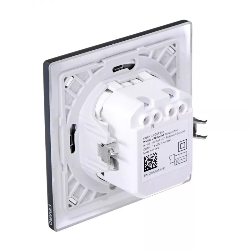 Fibaro FGWU-021-8 presa 2x USB nero