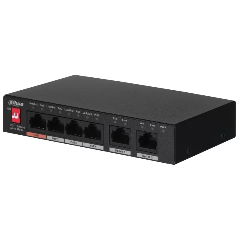 Dahua Technology PFS3006-4ET-60 switch unmanaged L2 Fast Ethernet (10/100) Power over Ethernet (PoE) nero