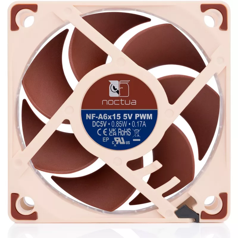 Ventola per case Noctua NF-A6x15 5V PWM 60mm — 5V, controllo PWM, 60×60×15 mm