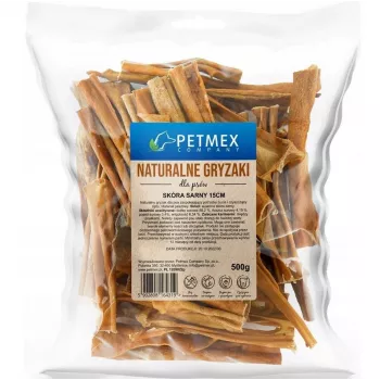 Snack da masticare per cani PETMEX pelle di cervo 15 cm 500 g — snack da masticare essiccato in pelle di cervo