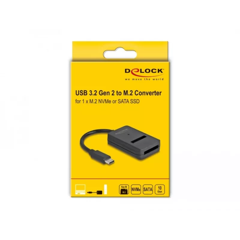 Convertitore combo DeLOCK per M.2 NVMe PCIe SATA SSD USB Type-C 10 Gbit/s