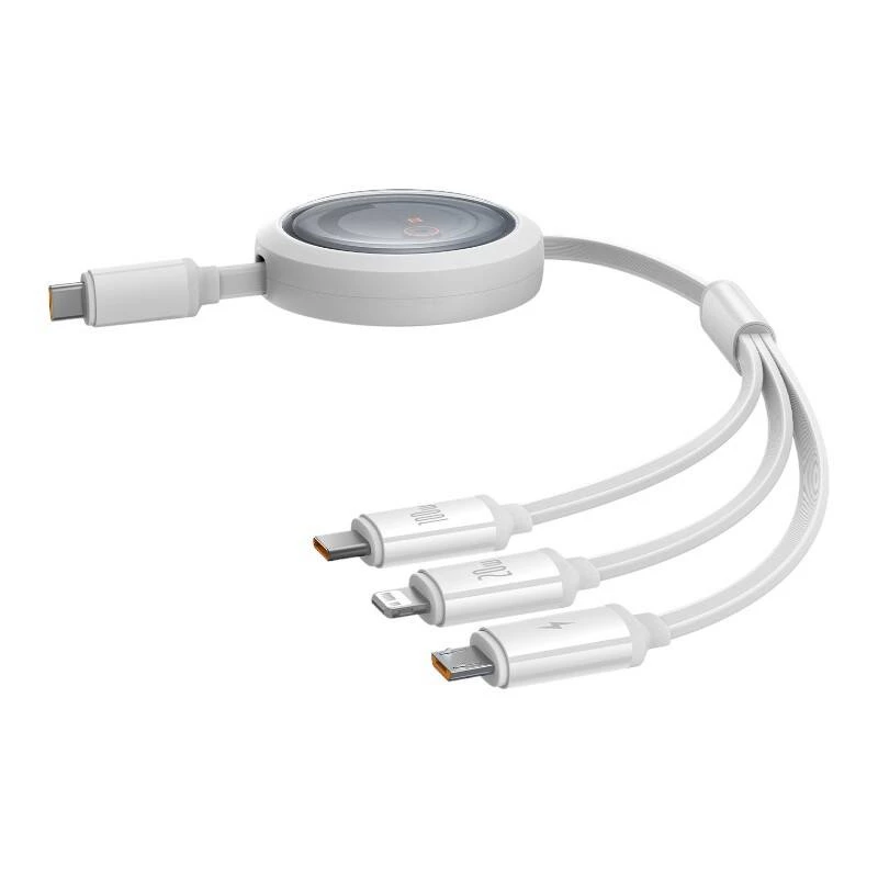 Cavo di ricarica rapida 3in1 Baseus Free2Draw USB-C a USB-C/Lightning/Micro 100W, 1,1m (bianco)