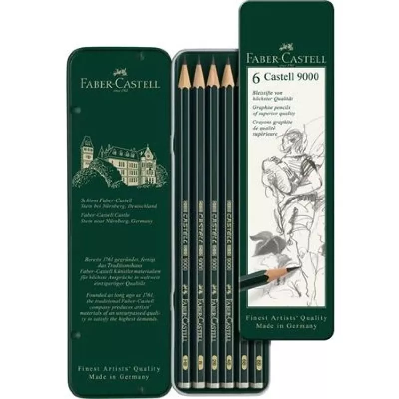 Matita in grafite Faber-Castell 9000 verde legno 6 pezzi