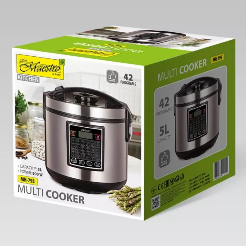 Multicucina Maestro MR-793 5 L, 900 W, acciaio inox/nero, 42 programmi automatici, 40–160 °C