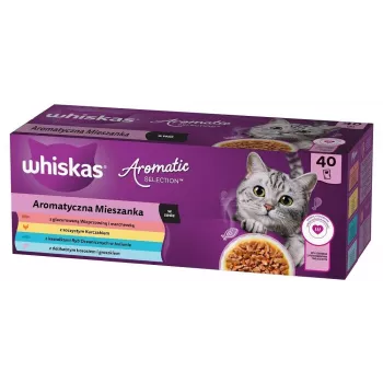 Cibo umido per gatti WHISKAS Aromatische Auswahl Mix — 40 x 85 g buste, gatti adulti, 83,6 % umidità