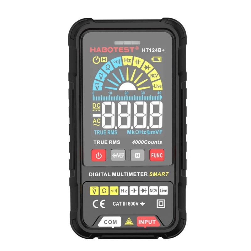 Multimetro digitale Habotest HT124B+ — misurazione tensione AC/DC e resistenza