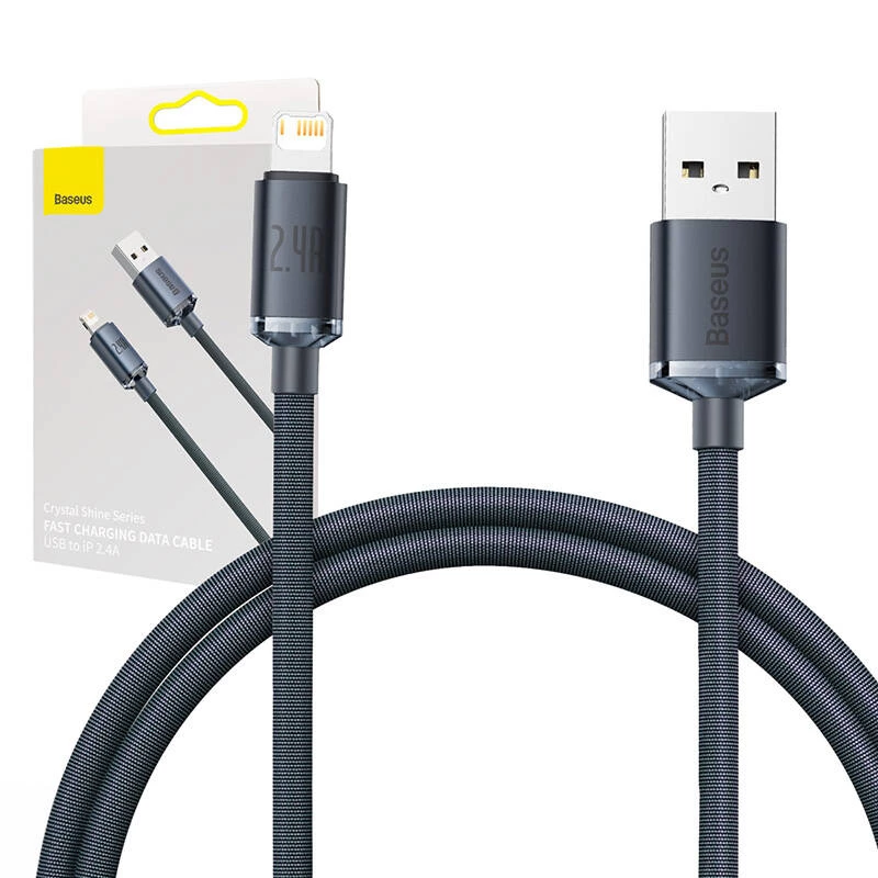 Baseus Crystal Shine cavo USB a Lightning, 2,4 A, 1,2 m (nero)