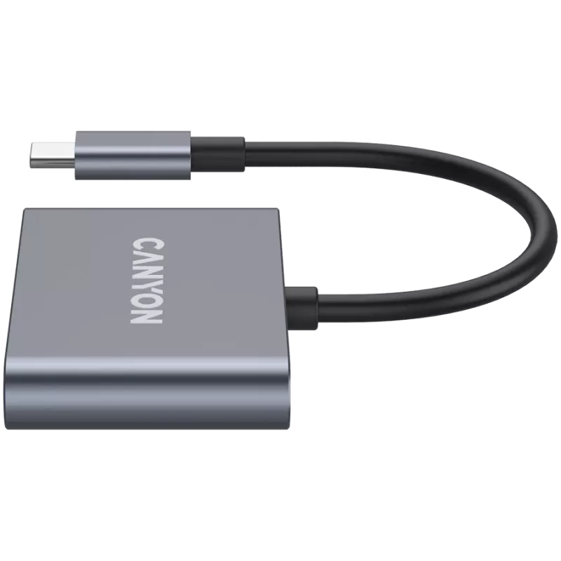 Hub USB-C 3-in-1 CANYON DS-3 grigio scuro – USB-C a USB-A + HDMI + pass-through PD