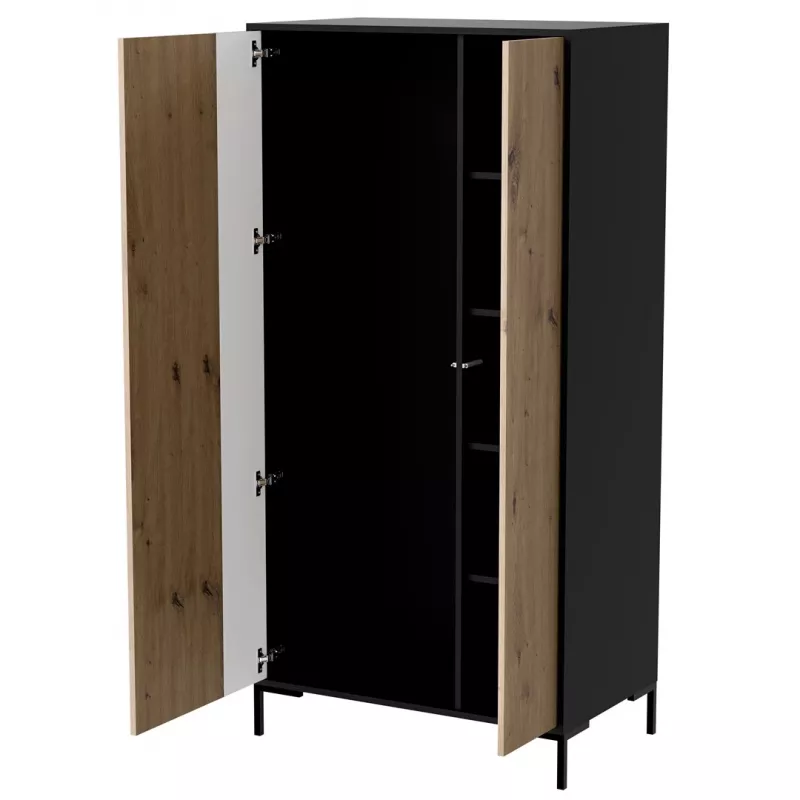Armadio cama meble Cama v, struttura nera, 4 ripiani, 900×550×1840 mm