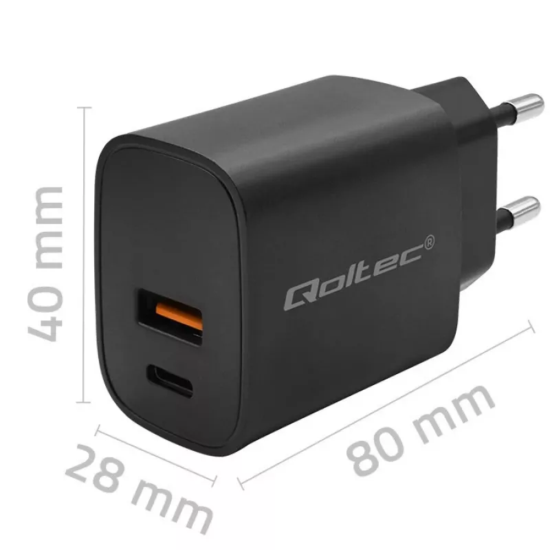 Alimentatore QOLTEC 52377 GaN 30W uscita 5–20V per dispositivi portatili
