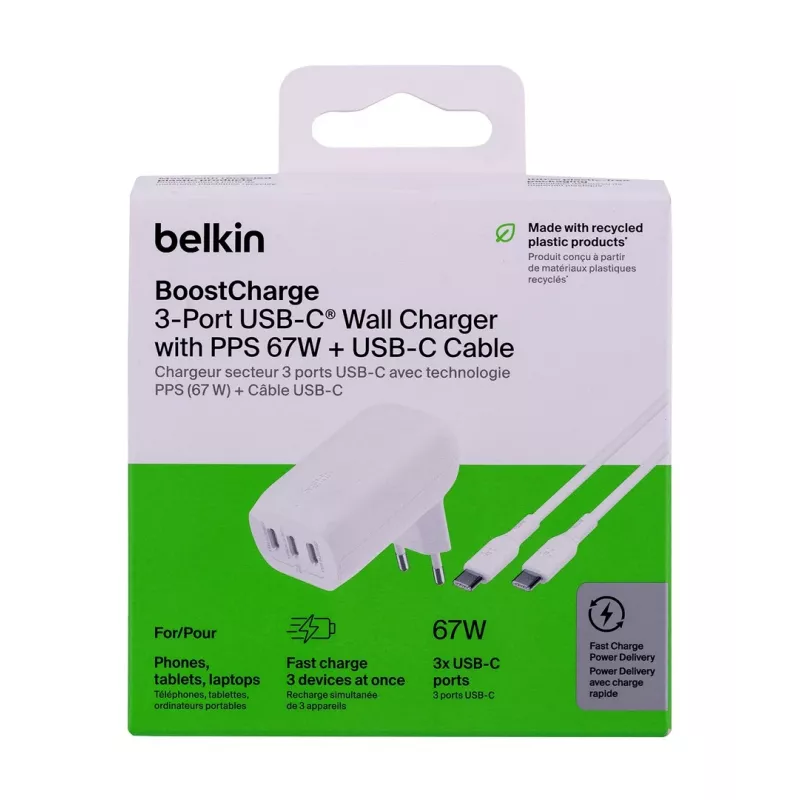 Belkin BoostCharge laptop, smartphone, Universal bianco caricabatterie rapido AC da interno