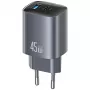 Caricabatterie T66 45W CC290 GaN ricarica rapida argento