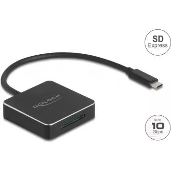 Lettore di schede DELOCK 91019 USB 3.1 (Gen 2) Type-C — SD / SDHC / SDXC, 10 Gbit/s, nero