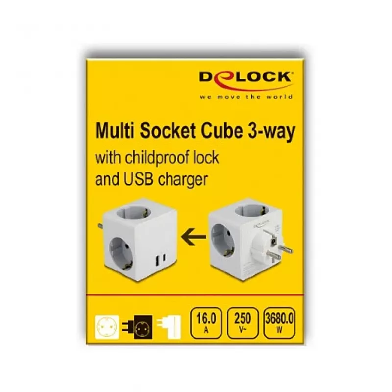 Adattatore spina di rete DeLOCK 11501 tipo F bianco 3A porte USB
