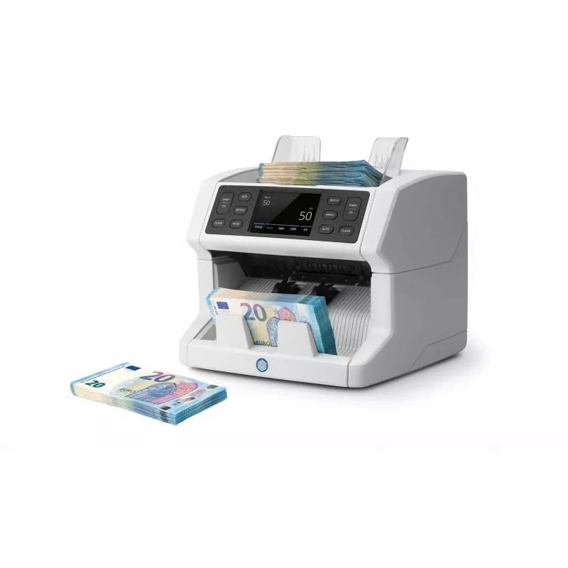 Safescan 2850 conta banconote con rilevamento falsi (UV, magnetico, dimensione), 1500 banconote/min, display touch, bianco