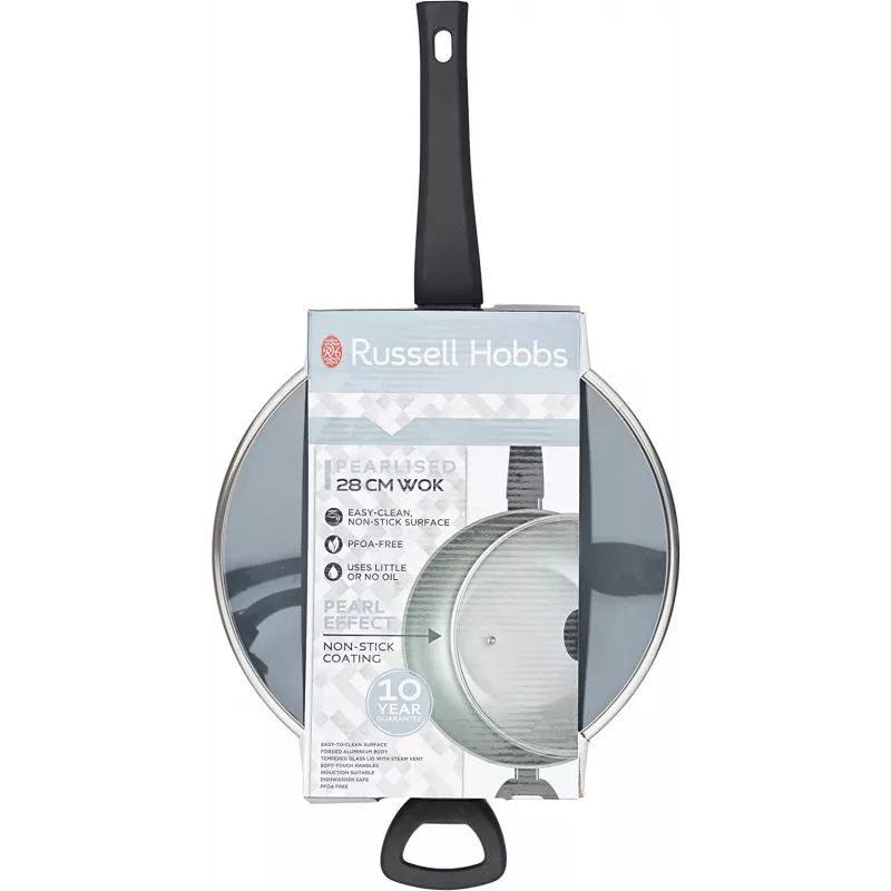 Wok Russell Hobbs RH01709EU 28 cm perlescente, padella antiaderente