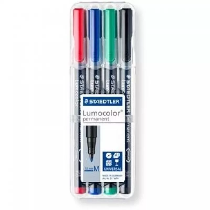 Pennarello indelebile Staedtler Lumocolor 317 WP4 nero, blu, verde, rosso
