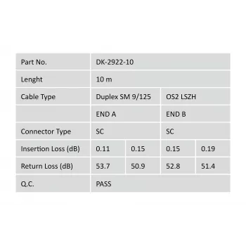 Cavo patch in fibra ottica SC/SC Digitus DK-2922-10 10m