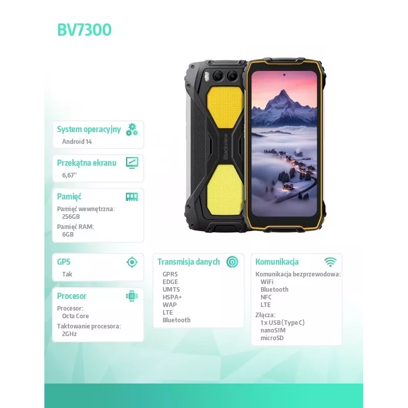 Smartphone Blackview BV7300 6GB/256GB giallo