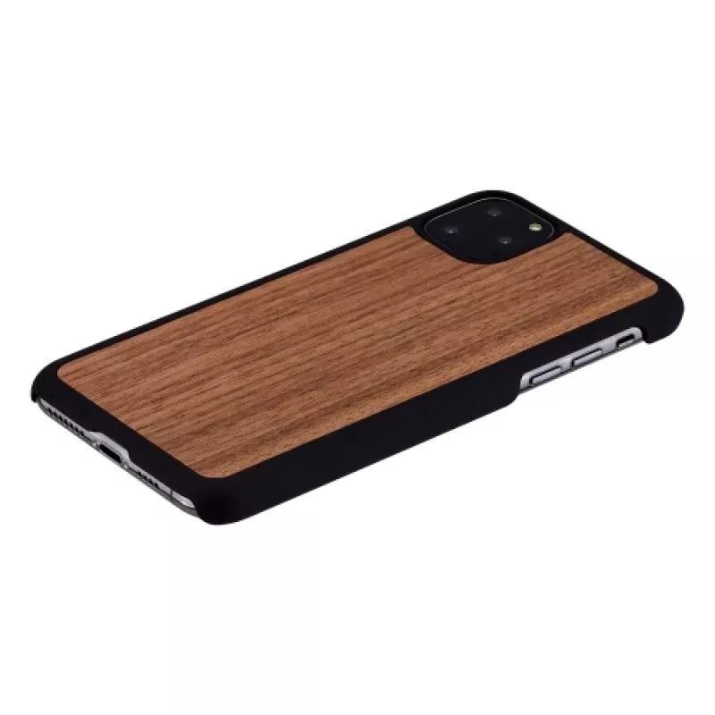 Custodia per smartphone Man and Wood per iPhone 11 Pro Max — noce nera, retro in legno, cornice protettiva