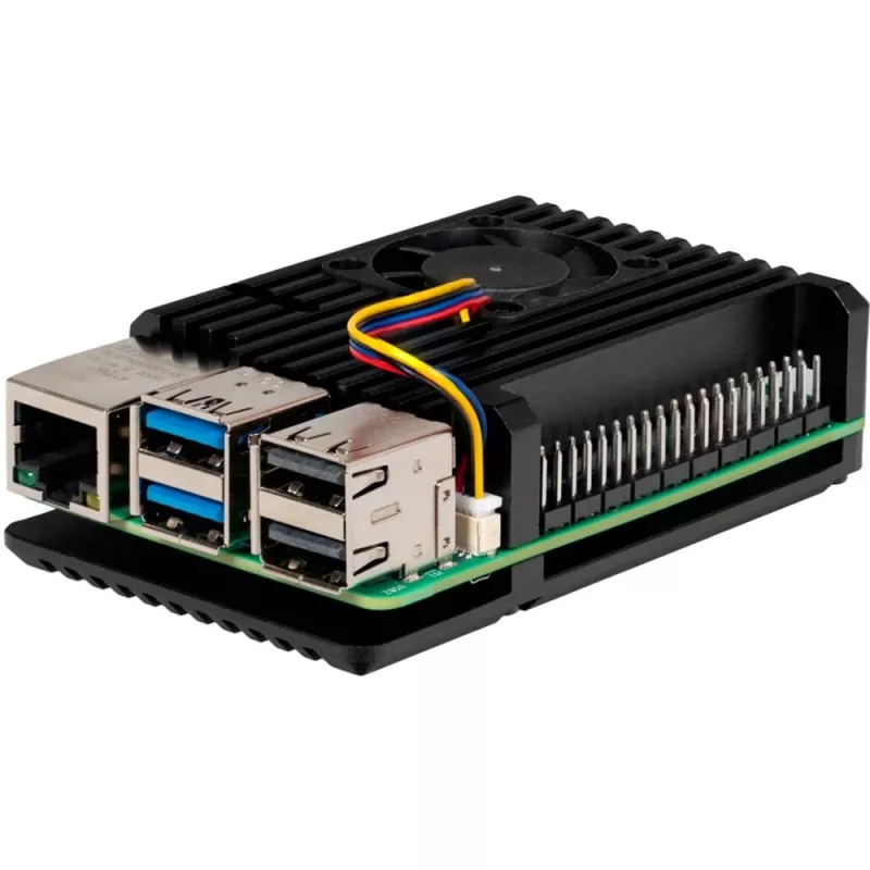 Joy-IT Armor Case BLOCK ACTIVE case SBC adatto per schede di sviluppo Raspberry Pi (RB-AlucaseP5-07FAN)