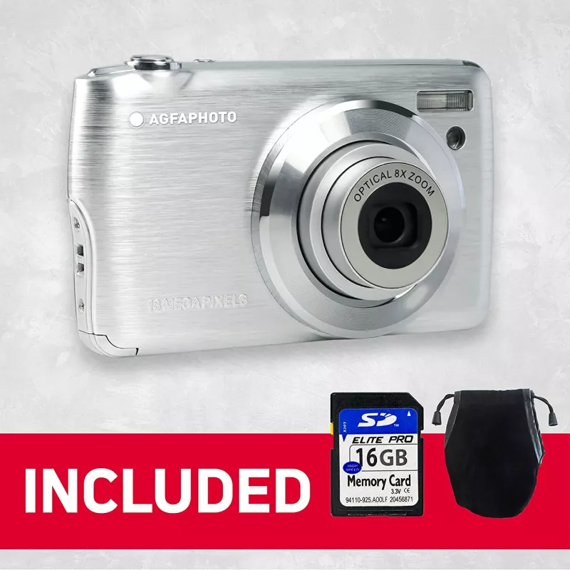 Agfa Photo DC8200 argento + custodia + scheda SD 16 GB