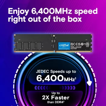Crucial - DDR5 - modulo - 32 GB - DIMM 288-PIN - 3200 MHz / PC5-51200 CL52 1.1 V indipendente dalla frequenza unbuffered on-die ECC nero