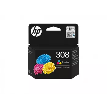 Cartuccia d'inchiostro originale HP 308, 3 colori, resa standard, ciano, magenta, giallo, inchiostro a colorante, 1 pezzo, 120 pagine, confezione combinata