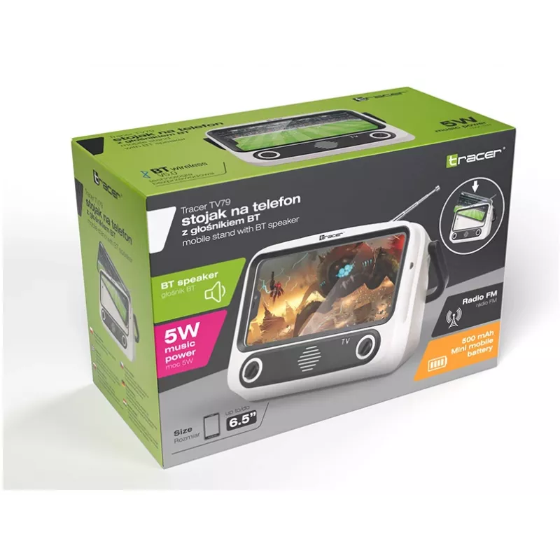 Supporto mobile TRACER T-MLX48046 con altoparlante Bluetooth, supporto regolabile per telefono/tablet