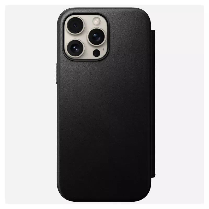 Custodia folio per smartphone Nomad NM01675785 per cellulari Apple, per schermi fino a 17,5 cm (6,9 pollici), nero, 3 scomparti per carte, supporto da tavolo