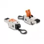 Connettore maschio RJ45 DELOCK con chiusura a morsetto 2 poli +/− senza attrezzi, connettore Composite-Power, connettore maschio, nero/acciaio inox