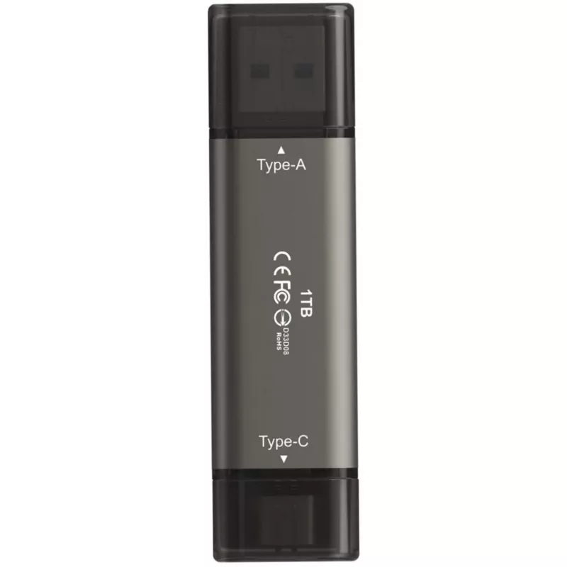 TeamGroup X2 MAX chiavetta USB dual USB-A/USB-C da 1 TB, USB 3.2 Gen 2, titanio/nera