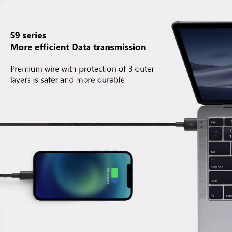 Cavo USB-A a Lightning Orsen S9L 1 m 2,1A — nero