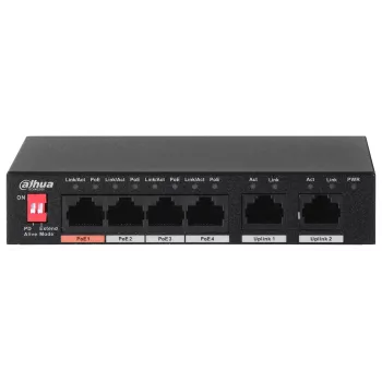 Dahua Technology PFS3006-4ET-60 switch unmanaged L2 Fast Ethernet (10/100) Power over Ethernet (PoE) nero